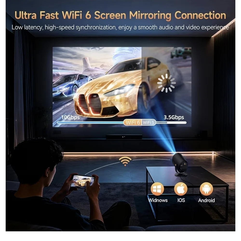 Mini Projector with WiFi and Bluetooth, Portable Projector Native 1080P Support